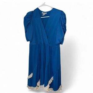 💙 Vintage Blue Wrap-Style Dress 💙